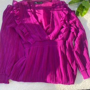 BRAND NEW ZARA (never worn) ruffle/pleated midi/maxi dress